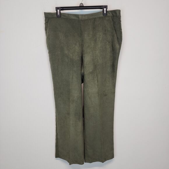 Alfred Dunner Green Classic Fit Pants Size 16 Proportioned Short Pull On Comfort - Picture 1 of 12